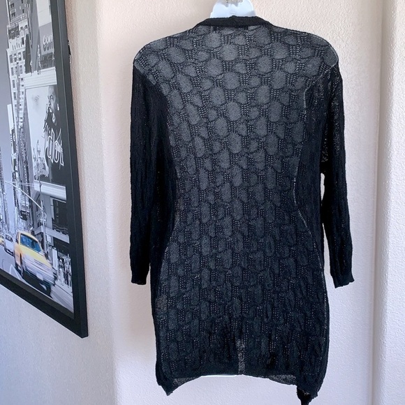 SANDRO FERRONE black linen blend knit cardigan sweater, hip length. Medium EUC - Picture 4 of 17